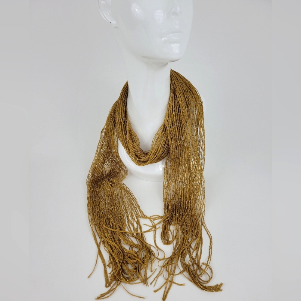 Elegant Gold Fringe Scarf - Picture 4 of 4